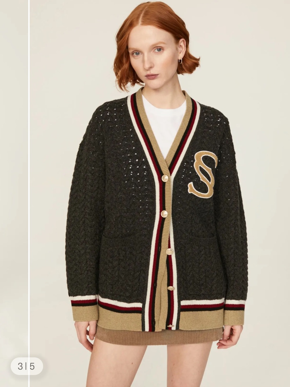 NWT Sandro Monogram varsity Cardigan sz S